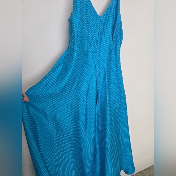 FRNCH Paris bright blue elegant maxi dress dress adjustable straps pockets side - Picture 3 of 7